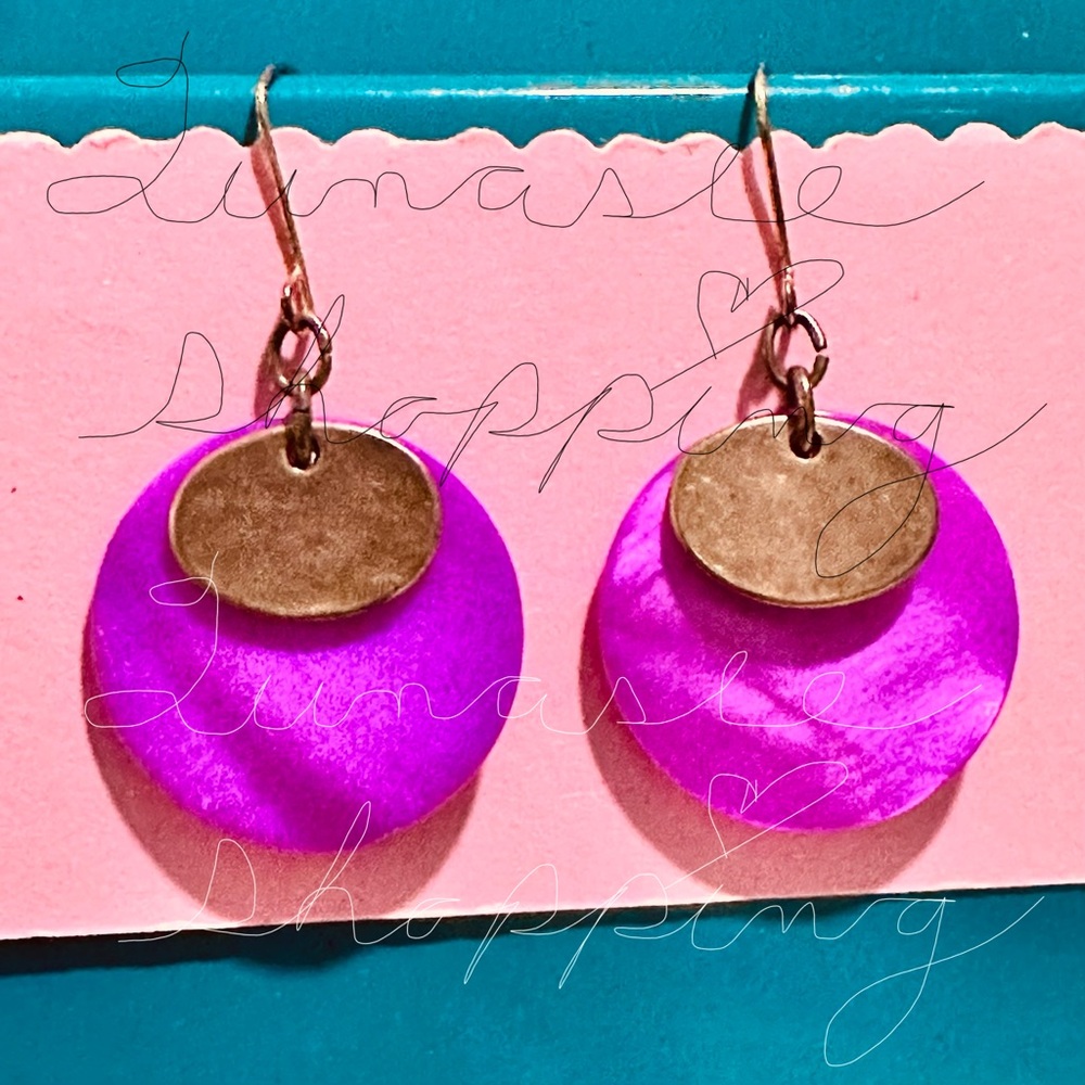 Purple and Gold Dangle Earrings